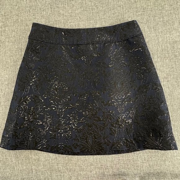 Abercrombie & Fitch Mini Skirt Navy Blue & Metallic Black 00 Lined Zipper Closur - Picture 1 of 14